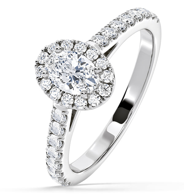 Georgina GIA Oval Diamond Halo Engagement Ring 18KW Gold 1.30ct G/Vs1