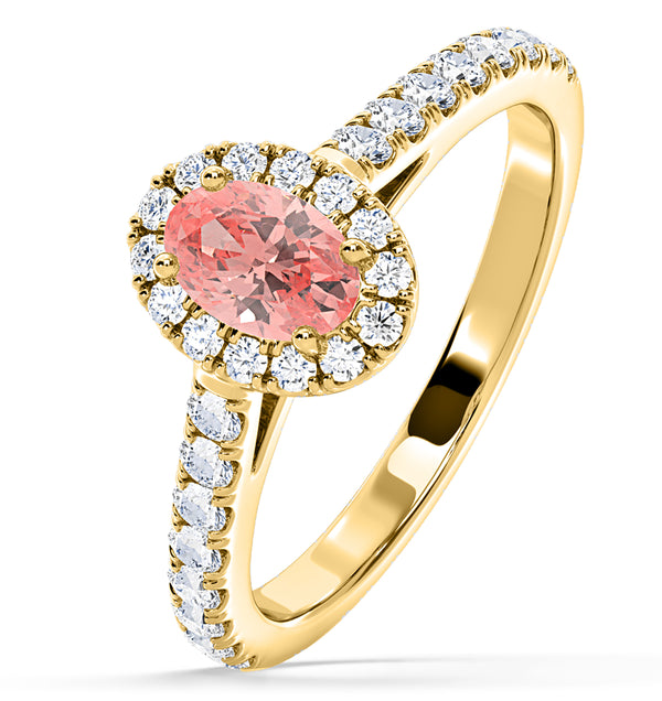 Georgina Pink Lab Diamond Oval Halo 0.90ct Ring in 18K Yellow Gold - Elara Collection