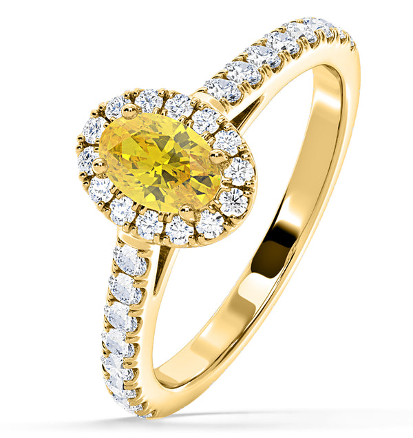 Georgina Yellow Lab Diamond Oval Halo 0.90ct Ring in 18K Yellow Gold - Elara Collection