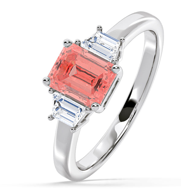 Erika Pink Lab Diamond 1.70ct Emerald Cut Ring in 18K White Gold - Elara Collection