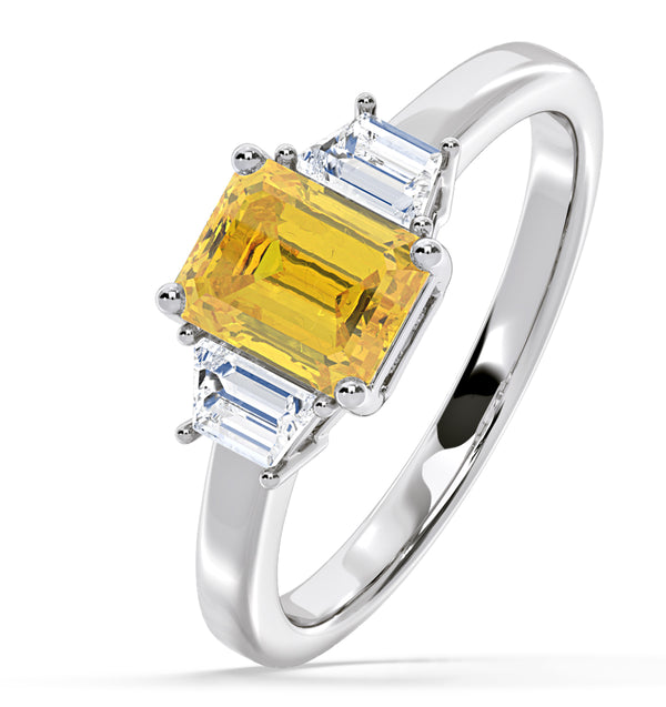 Erika Yellow Lab Diamond 1.70ct Emerald Cut Ring in 18K White Gold - Elara Collection