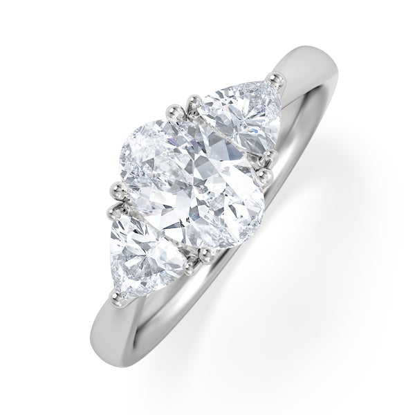 Dalia Lab Diamond Oval with Trillions 1.70ct Ring in Platinum F/VS1