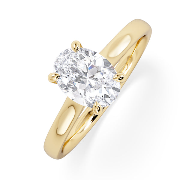 Amora Oval 1.00ct Hidden Halo Diamond Engagement Ring G/VS1 Set in 18K Gold