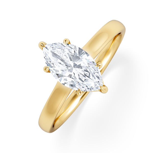 Amora Marquise 1.00ct Lab Diamond Engagement Ring F/VS Set in 18K Gold