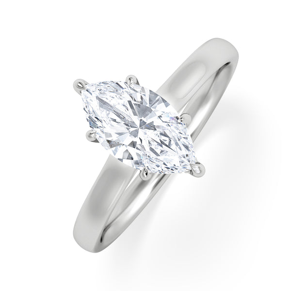 Amora Marquise 1.07ct Hidden Halo Lab Diamond Engagement Ring F/VS Set in Platinum