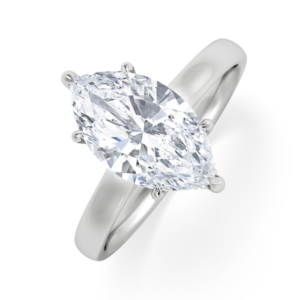 Amora Marquise 2.09ct Hidden Halo Lab Diamond Engagement Ring F/VS Set in 18K White Gold