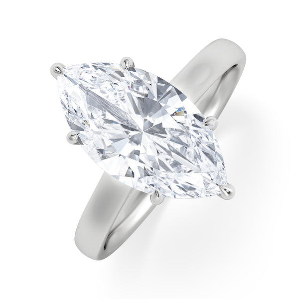 Amora Marquise 3.11ct Hidden Halo Lab Diamond Engagement Ring G/VS Set in Platinum