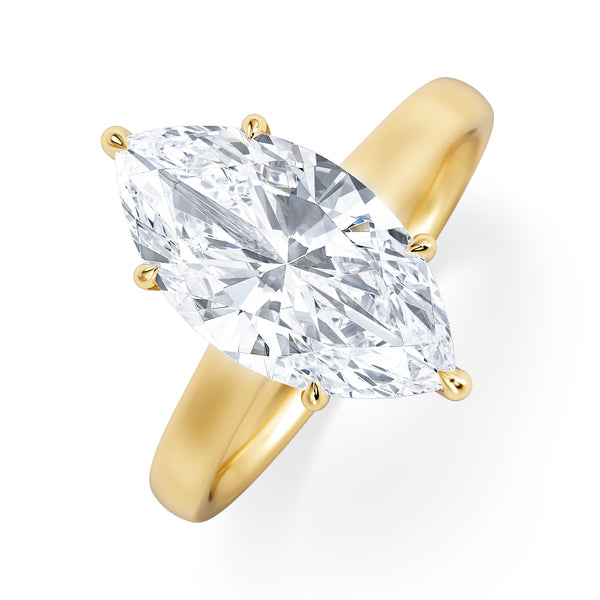 Amora Marquise 3.11ct Hidden Halo Lab Diamond Engagement Ring G/VS Set in 18K Gold