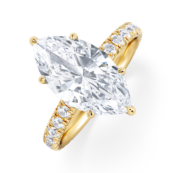 Amora Marquise 3.36ct Hidden Halo Lab Diamond Engagement Ring With Hidden Halo Set in 18K Gold
