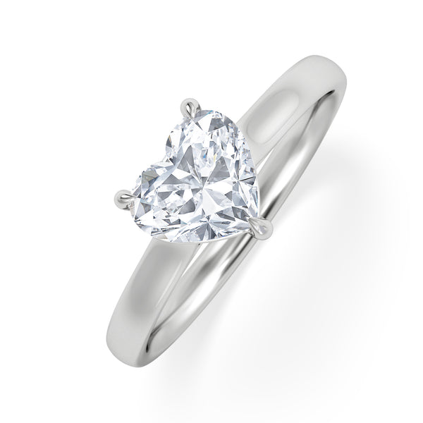 Amora Heart 1.00ct Diamond Engagement Ring F/VS Set in 18K White Gold
