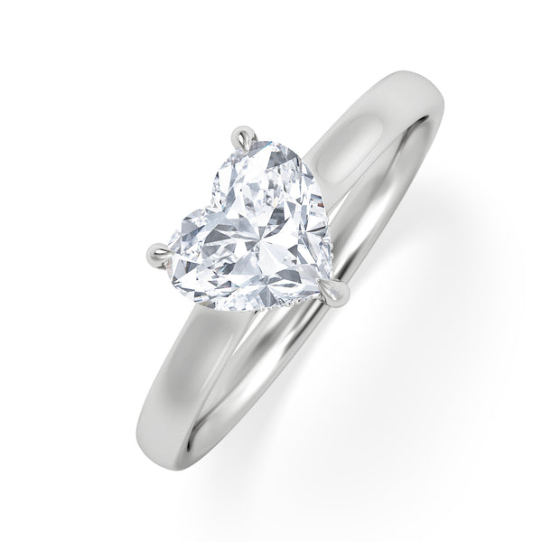 Amora Heart 1.00ct Hidden Halo Lab Diamond Engagement Ring F/VS Set in 18K White Gold