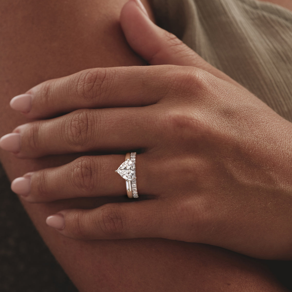 Amora Heart 2.09ct Hidden Halo Lab Diamond Engagement Ring F/VS Set in 18K White Gold