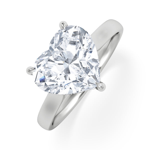 Amora Heart 0.97ct Hidden Halo Lab Diamond Engagement Ring With Side Stones Set in 18K White Gold