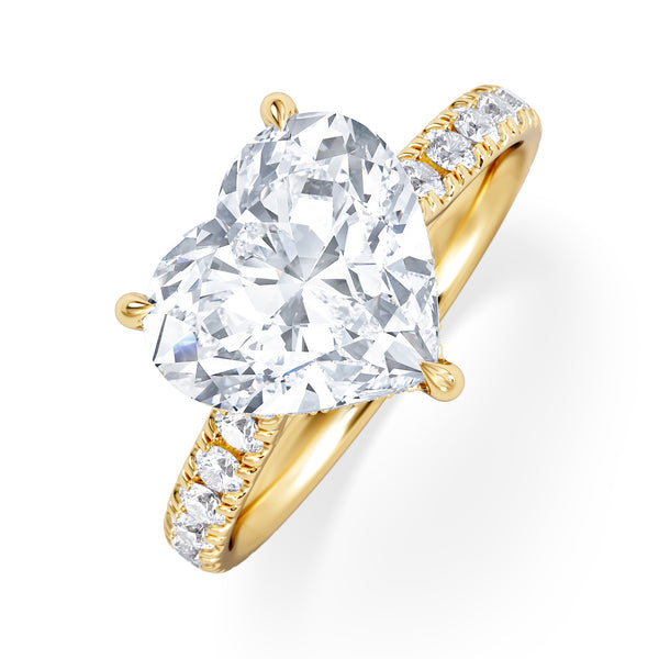 Amora Heart 3.36ct Hidden Halo Lab Diamond Engagement Ring With Side Stones Set in 18K Gold