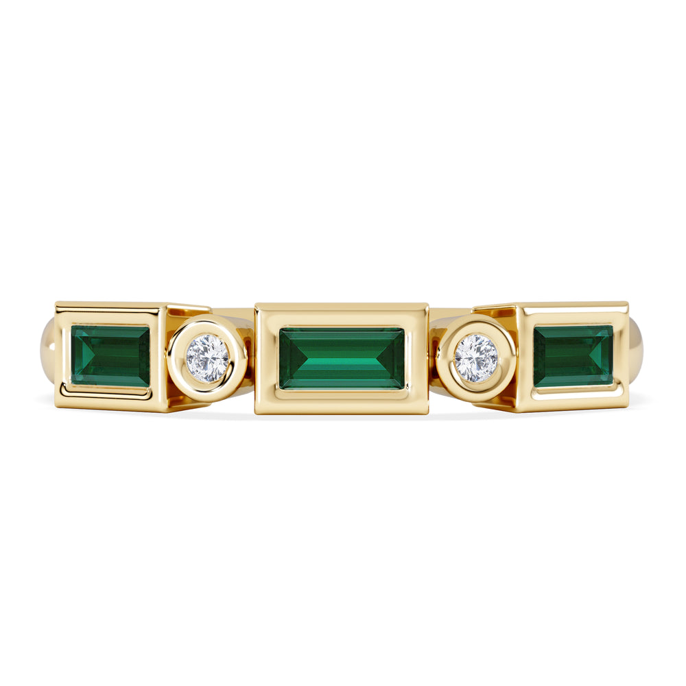 Forme 0.37ct Baguette Cut Lab Emerald 5 Stone Ring in 18K Gold Vermeil