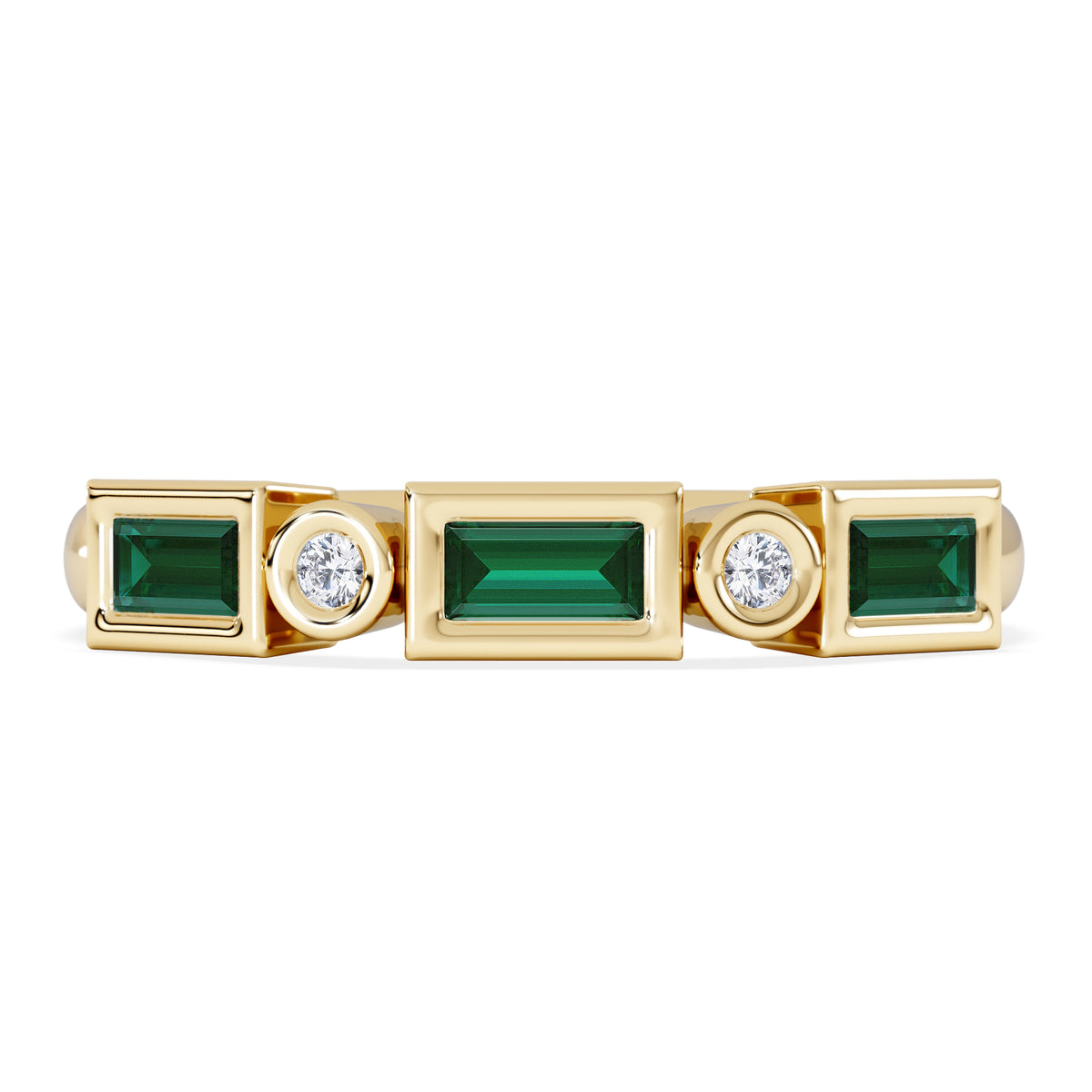 Forme 0.37ct Baguette Cut Lab Emerald 5 Stone Ring in 18K Gold Vermeil