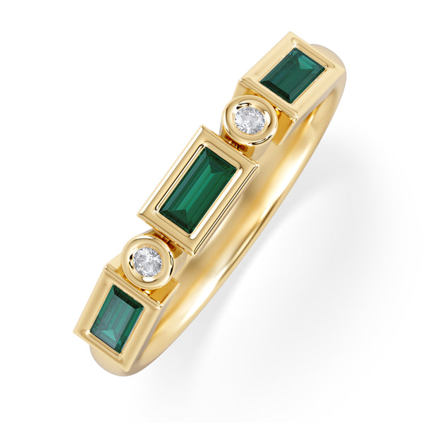 Forme 0.37ct Baguette Cut Lab Emerald 5 Stone Ring in 18K Gold Vermeil