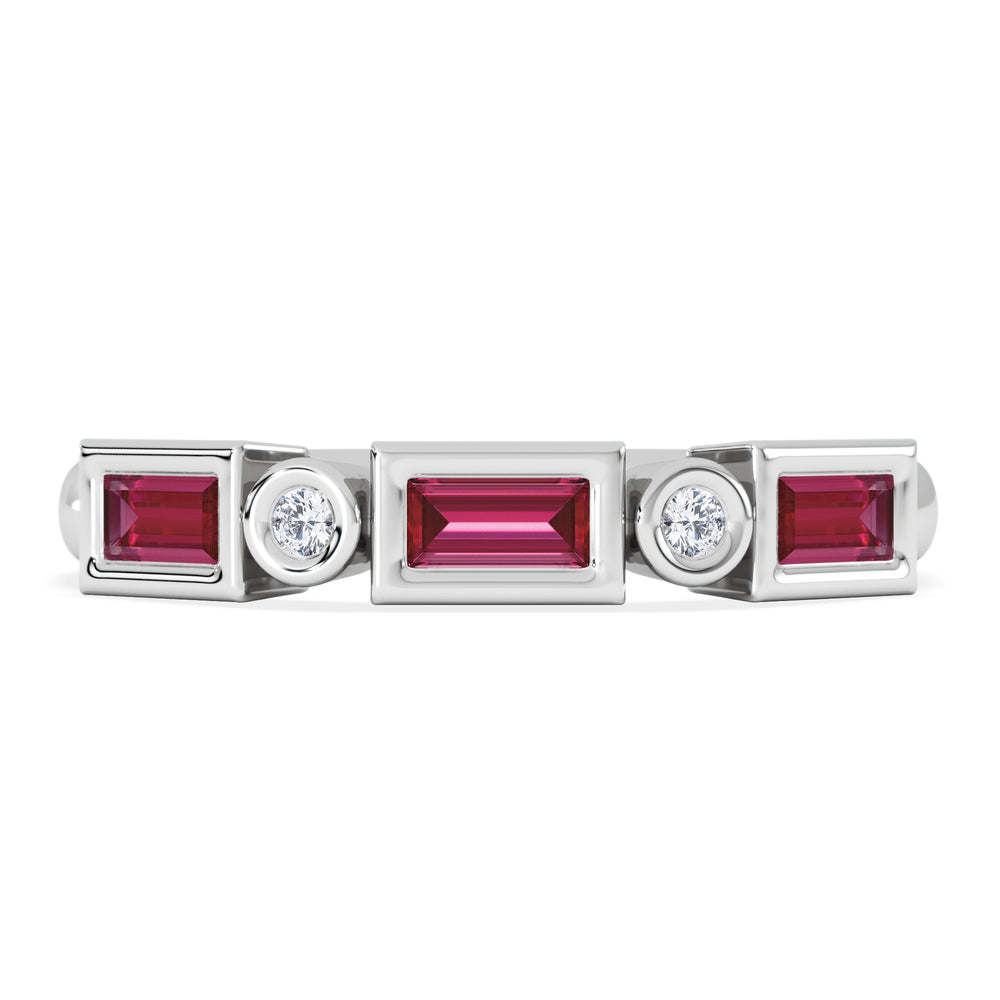 Forme 0.37ct Baguette Cut Lab Ruby 5 Stone Ring in Sterling Silver