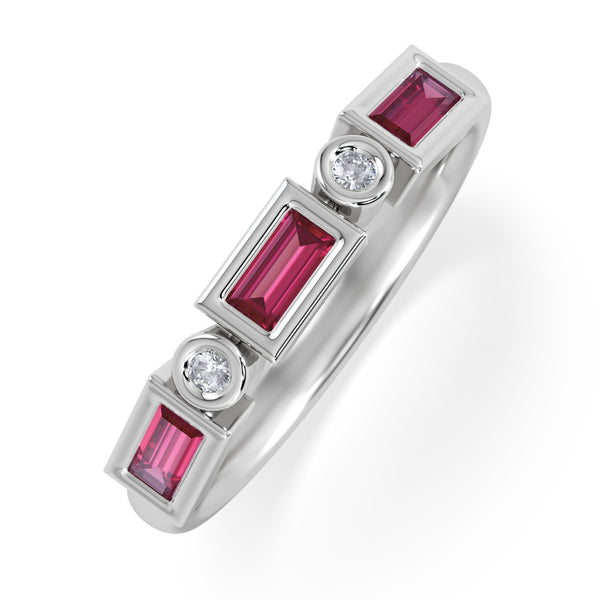 Forme 0.37ct Baguette Cut Lab Ruby 5 Stone Ring in Sterling Silver