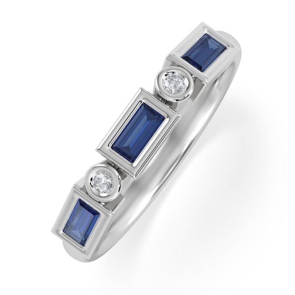 Forme 0.48ct Baguette Cut Lab Sapphire 5 Stone Ring in Sterling Silver