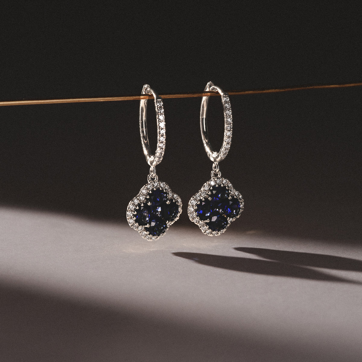 Alegria 2.00ct Lab Sapphire Halo Earrings in Sterling Silver