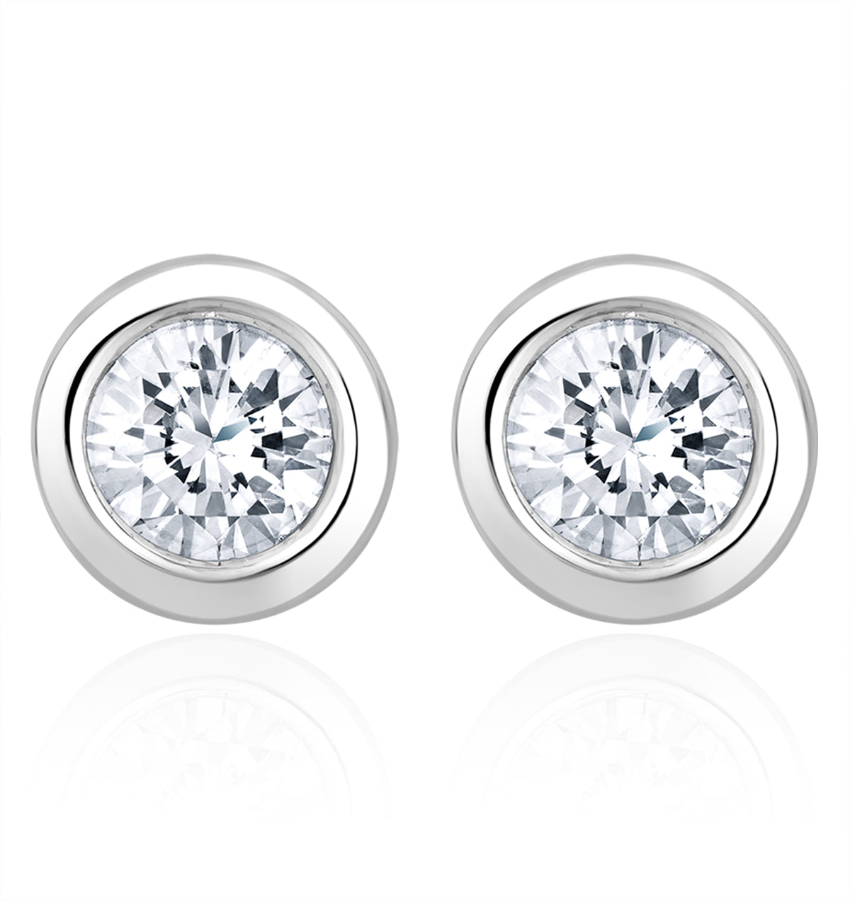 1.00ct Lab Diamond Rub Over Studs Earrings in 9K White Gold - 7.8mm G/VS