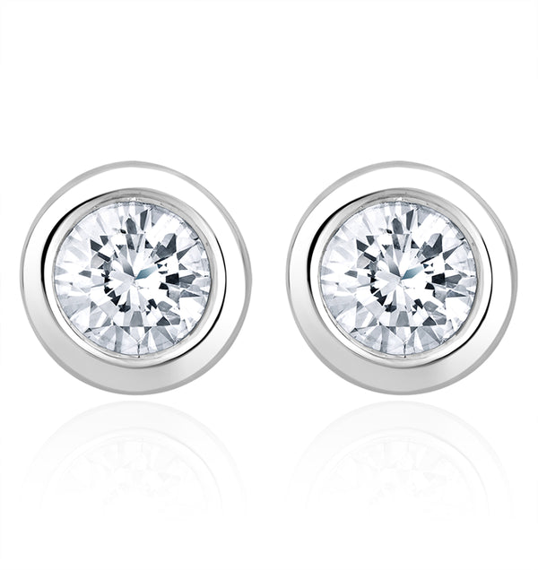 1.00ct Lab Diamond Rub Over Stud Earrings in 9K White Gold - 7.8mm