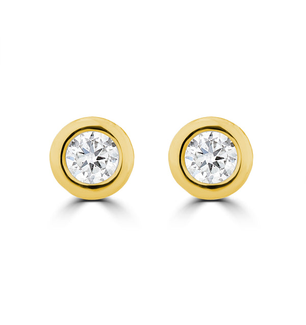 0.10ct Lab Diamond Rub Over Stud Earrings in 9K Gold - 4mm