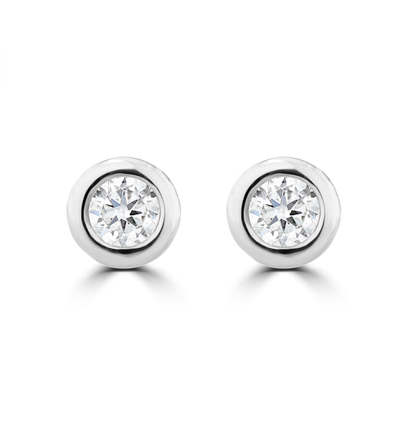 0.10ct Lab Diamond Rub Over Stud Earrings in 9K White Gold - 4mm