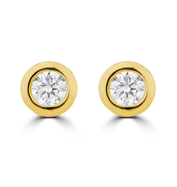 0.20ct Lab Diamond Rub Over Stud Earrings in 9K Gold - 4.6mm