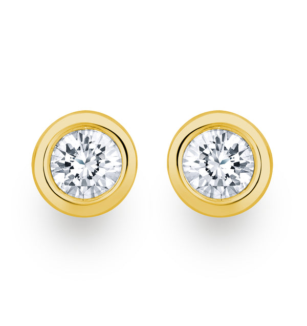 0.30ct Lab Diamond Rub Over Stud Earrings in 9K Gold - 5.2mm