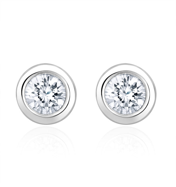 0.30ct Lab Diamond Rub Over Stud Earrings in 9K White Gold - 5.2mm