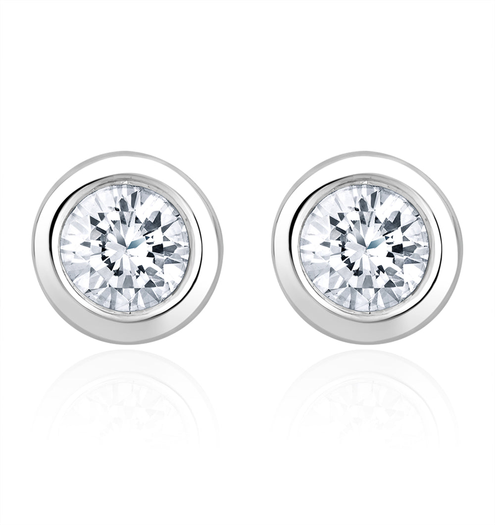 0.50ct Lab Diamond Rub Over Stud Earrings in 9K White Gold - 5.6mm