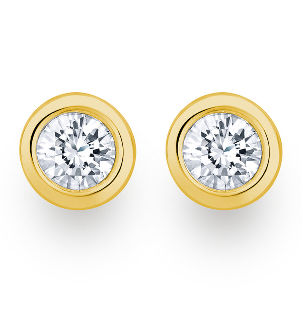 0.50ct Lab Diamond Rub Over Stud Earrings in 9K Gold - 5.6mm