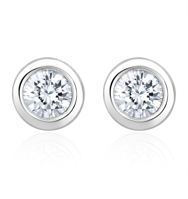 0.50ct Lab Diamond Rub Over Stud Earrings in 9K White Gold - 5.6mm