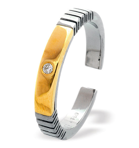 18K Gold Single Stone Titanium Ring - SIZE L