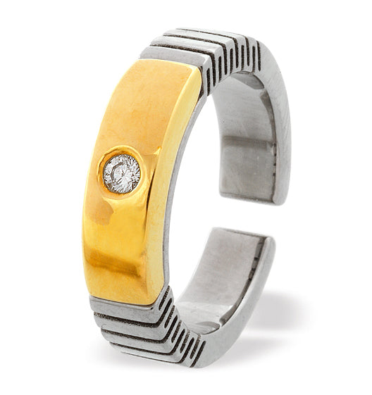 18K Gold Single Stone Titanium Ring