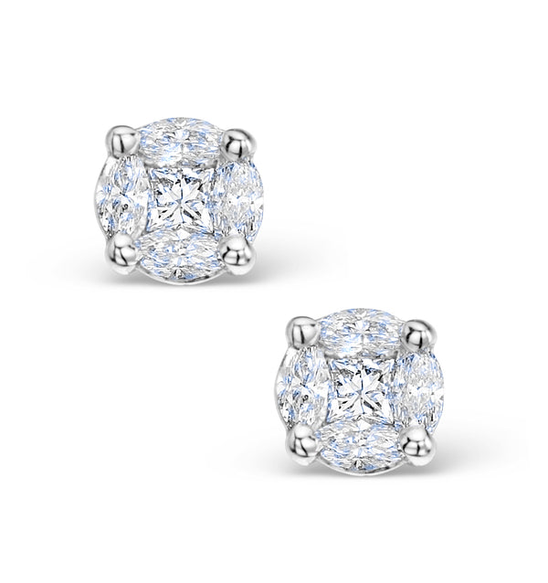 Diamond Earrings 1.00ct Look Galileo Style - 0.30ct in 18K White Gold