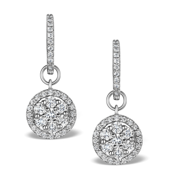 Halo Lab Diamond Drop Earrings - Florence - 1.50ct - in 9K White Gold