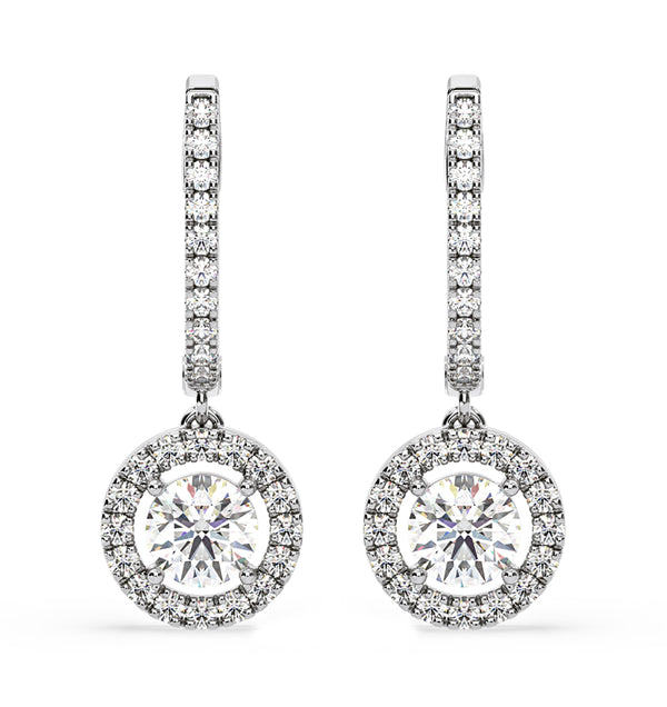 Ella Lab Diamond Halo Drop Earrings 2.60ct in 18K White Gold F/VS1