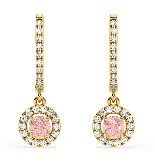 Ella Pink Lab Diamond 1.48ct Halo Drop Earrings in 18K Yellow Gold - Elara Collection