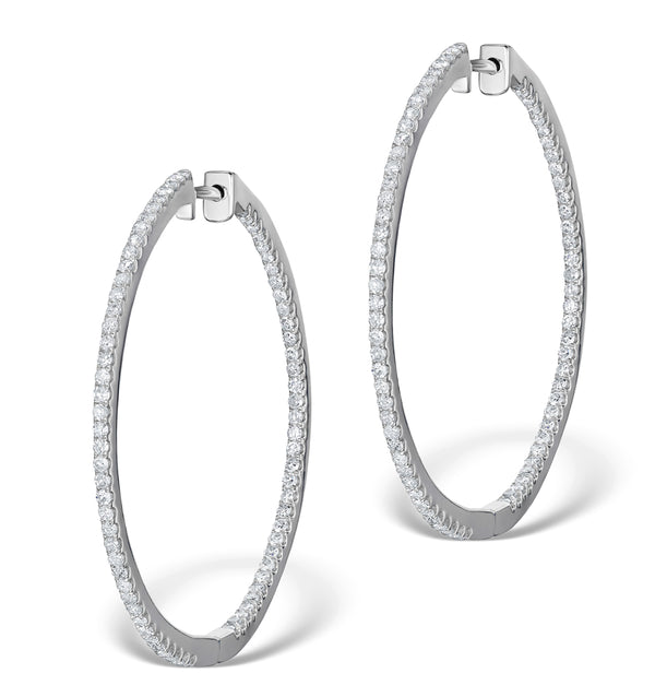 Diamond Hoop Earrings 2ct H/Si in 18K White Gold - P3487Y