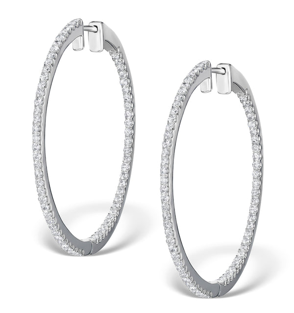 Diamond Hoop Earrings 1.50ct H/Si in 18K White Gold - P3488Y