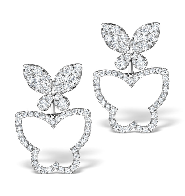 Athena Diamond Drop Butterfly Earrings Multi Wear 1.09ct 18KW Gold