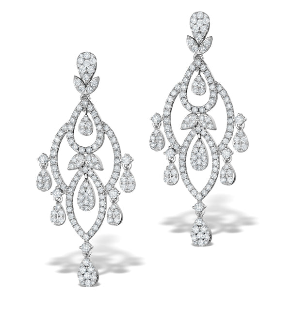 Pyrus Lab Diamond Drop Chandelier Earrings 5ct in 9K White Gold