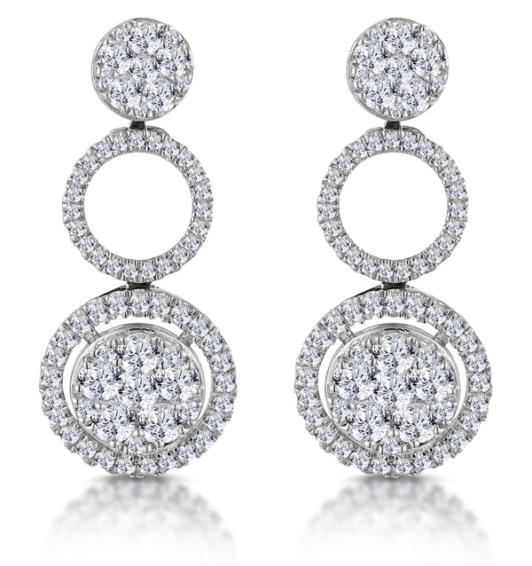Athena Diamond Circle Multi Wear Earrings 1.3ct Set in 18K White Gold