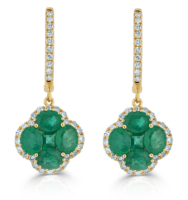 Emerald 2.05ct And Diamond 18K Yellow Gold Alegria Earrings