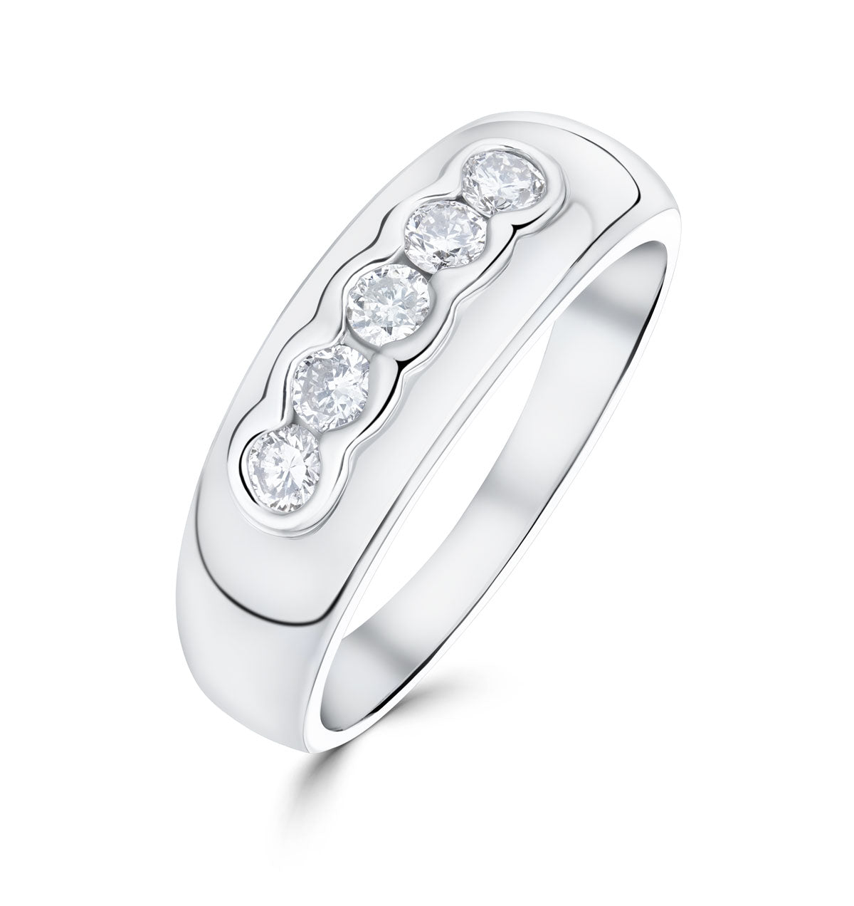 18K White Gold Chunky Ladies Diamond Ring - SIZE M