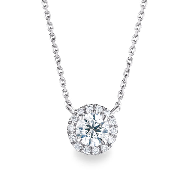 Lumia 0.70ct Lab Diamond Halo Necklace in 9K White Gold G/Vs