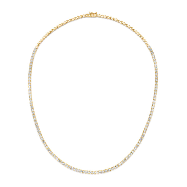 7.00ct Lab Diamond Tennis Necklace 3/4 Set in 9K Yellow Gold G/VS